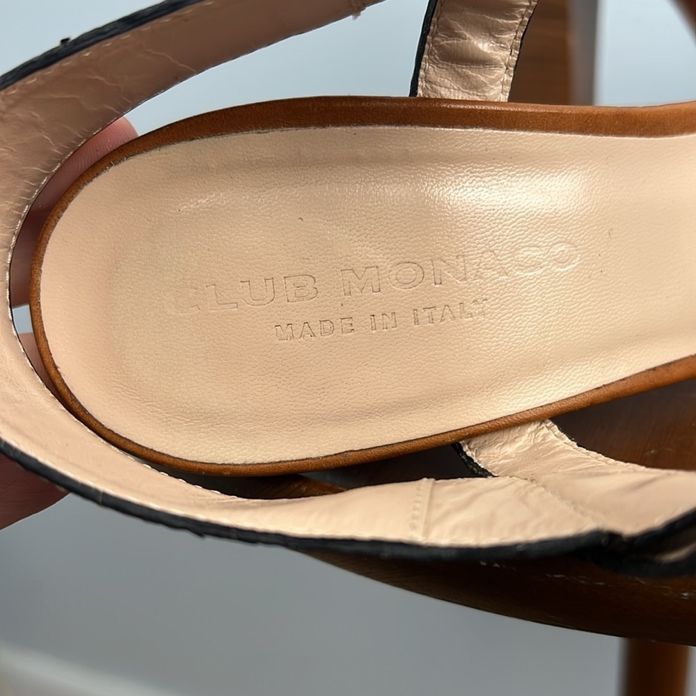 Club Monaco size 39.5 leather strappy slingback heeled sandal - Picture 3 of 11
